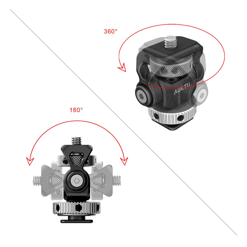 AUKTU Camera Monitor Mount Swivel 360° and Tilt 180° Adjustable DSLR Monitor Mount with Cold Shoe Mount for 5 inch and 7 inch Monitor-T2001