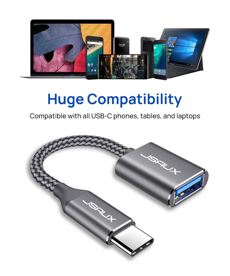 USB C to USB Adapter [2 Pack], JSAUX USB Type C Male to USB 3.0 Female OTG Cable Thunderbolt3 to USB Adapter Compatible with MacBook Pro/Air 2019 2018 2017, Samsung Galaxy S20 S20+ Ultra Note 10 S9 S8 Grey