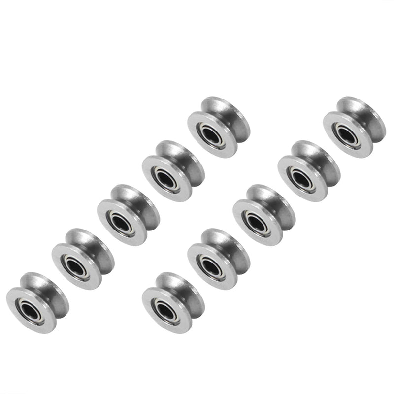 Stainless V Groove Bearing, Grooved Bearing Precision, Mini Dobble Pulley Wheels, Rollerball Bearings Guide Pulley Bearing, for Rail Track Linear Motion System 4x13x6mm, 10pcs, V624ZZ