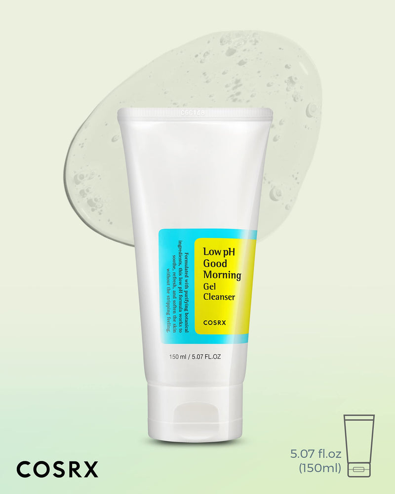 COSRX Low pH Good Morning Gel Cleanser, 5.07 fl.oz / 150ml | Mild Face Cleanser | Korean Skin Care for Acne Prone Skin, PH Balancing, Anti Acne, Breakouts Treatment 5.07 Fl Oz (Pack of 1)