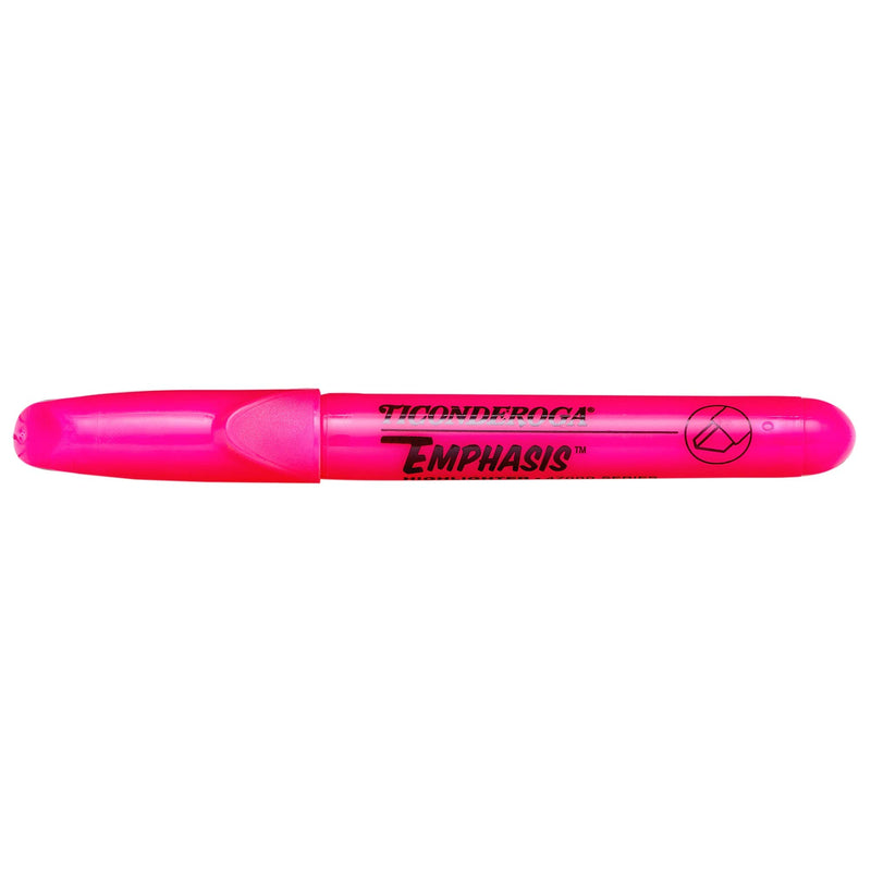 TICONDEROGA Emphasis Fluorescent Highlighters, Desk Style, Chisel Tip, Pink, 12-Pack (47066)