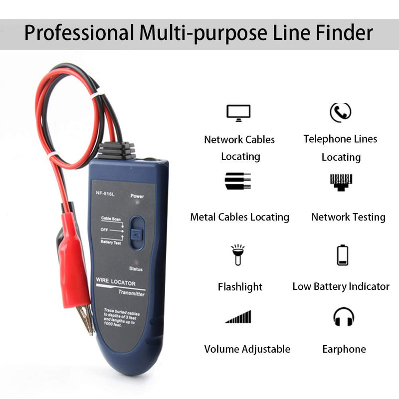 Underground Wire Locator Upgrade, RockyMars Cable Tester with Rechargeable 1100mAh Battery for Invisible Fence for Dogs, Circuit Breaker Finder, Electric Fence Wire Tracer, Wire Break Locator, etc. Detect Cabel Wire Invisible Fence Break Undergroud