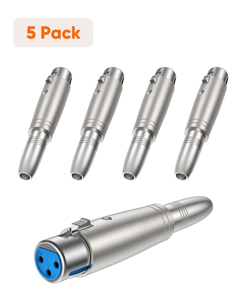 CableCreation XLR 3 Pin Female to 1/4" 6.35mm Female Socket Audio Adapter, Silver [1-Pack]