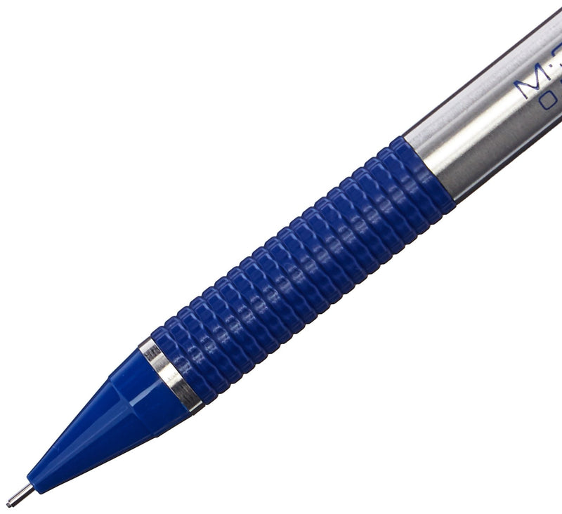 Zebra M-301 Stainless Steel Mechanical Pencil, 0.5mm Point Size, Standard HB Lead, Blue Grip, 12-Count 0.5mm(Blue)