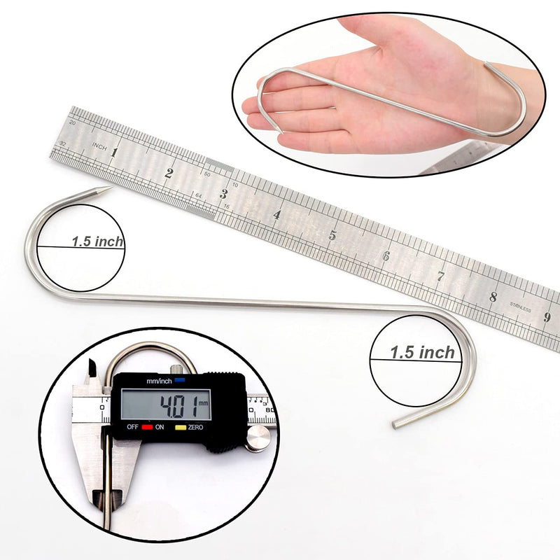 HONSHEN 8 Inch 4mm Meat Hooks S-Hook Stainless Steel Meat Processing Butcher Hook Pot Hooks (8 Inch)