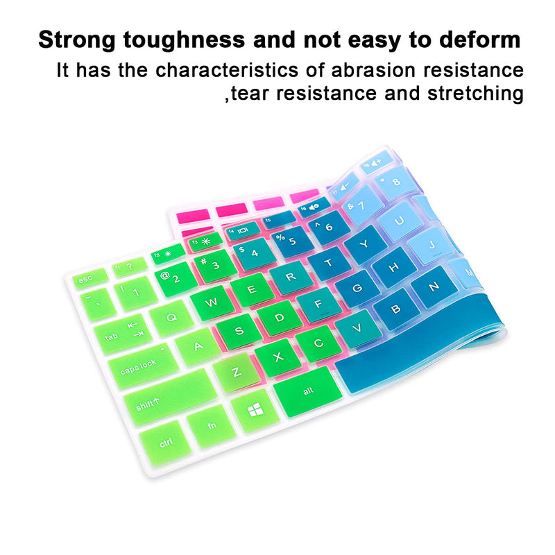 MMDW English Silicone Keyboard Cover for HP 2020 2019 2018 for HP 14" Laptop/for HP Pavilion X360 14M-BA 14M-CD 14M-DH 14-BF 14-cm 14-CF 14-DF 14-DK 14-DS 14-DQ Series,Rainbow Rainbow