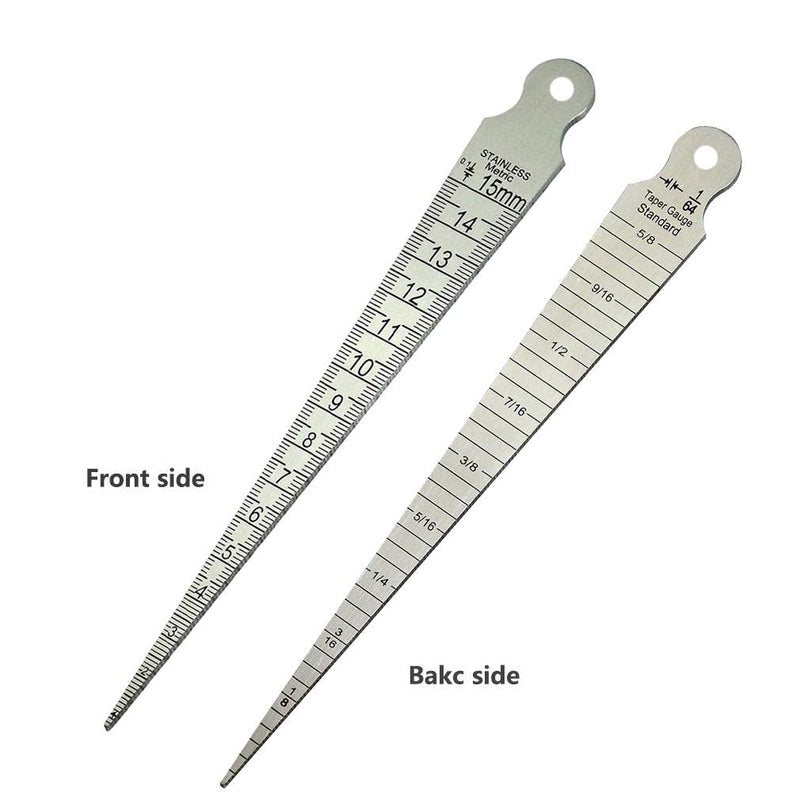 KEWAYO Taper Gage 1/32-5/8 Inch 1-15mm Stainless Gap Hole Taper Welding Gauge Test Ulnar Inch & Metric