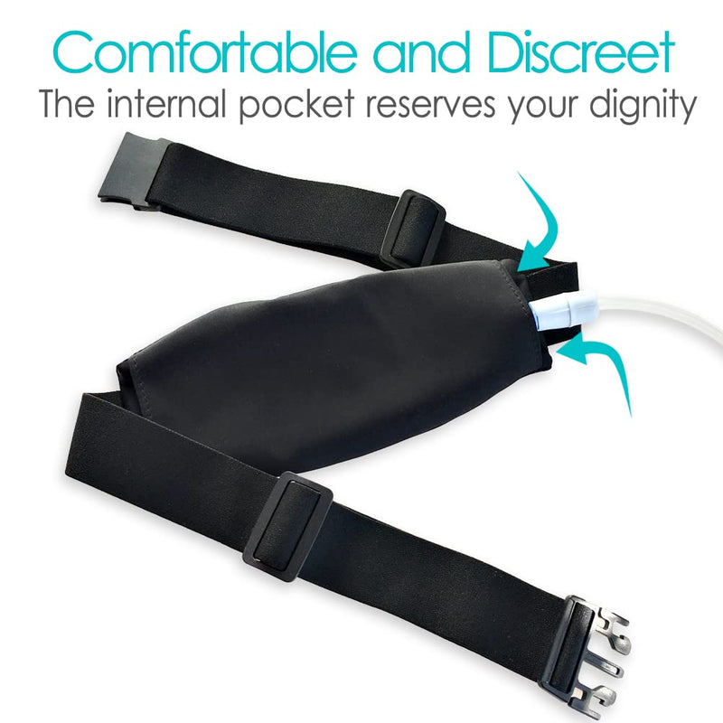 Tuck Away Peritoneal Dialysis Belt PD Catheter Transfer Set Holder Large Pocket G-Tube Abdominal Peg Feeding Tube Belts Supplies for Adults Women Men Black