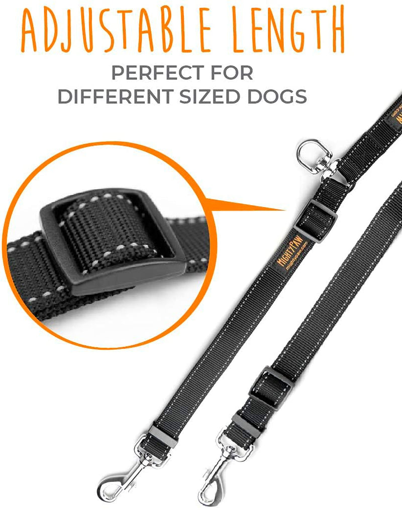 Mighty Paw Double Dog Leash | Dual Two Pet Lead with Comfort Grip, and Weatherproof Climbers Rope Handle. Tangle-Free 360° Swivel Hook. Adjustable Splitter for Small Medium and Large Breeds (Black) Black