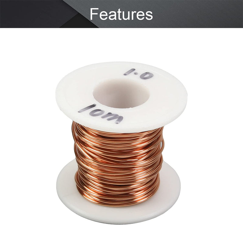 Fielect 1mm Inner Dia Magnet Wire Enameled Copper Wire Winding Coil 32.8Ft Length QA-1-155 2UEW Model Widely Used for A Variety of Motors 1.00mm Inner Dia 32Ft Length