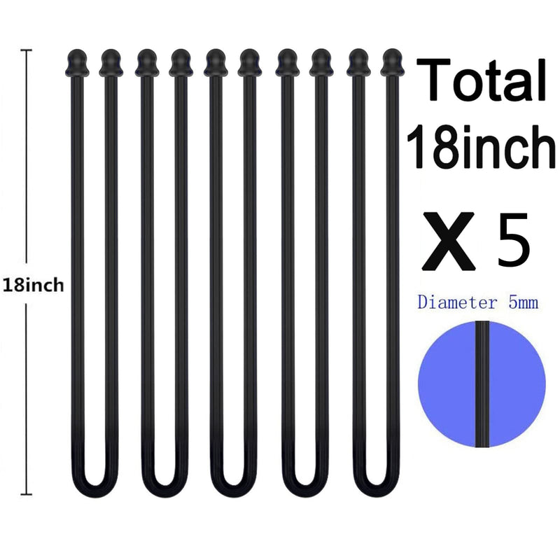5Pcs 18-Inch Original Silicone Cable Tie, Steel-Core Silicone Twist Ties, Reusable Rubber Twist Tie, Cable Tie Straps. (Black 18-Inch) for Organizing. (Dia 5mm). 18in- 5Pcs