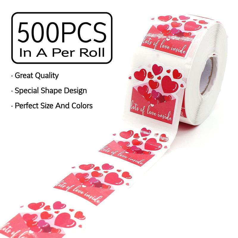 Wailozco 1.5'' Lots of Love Inside Stickers , Thank You Stickers,Handmade Stickers,Business Stickers,Envelopes Stickers for Online Retailers,Handmade Goods,Small Business,500 Labels Per Roll