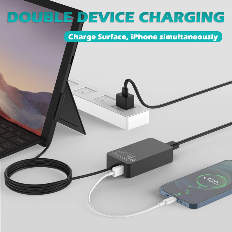 Surface Pro Charger, 65W Laptop Charger for Microsoft Surface Pro 3 4 5 6 7 X, Surface Laptop 4/3/2/1/Studio/Go/, Surface Book 3/2/1, Surface Go, Windows Surface Charger