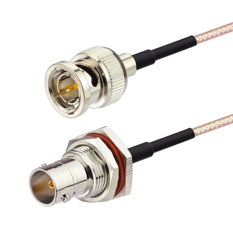 SUPERBAT SDI Cable (75 Ohm, 12inch, 2-Pack) Mini BNC Male to BNC Female Bulkhead Cable for HD SDI 3G SDI Recorder Camera Monitor Converter, SDI Video Cable 12inch, 2pcs