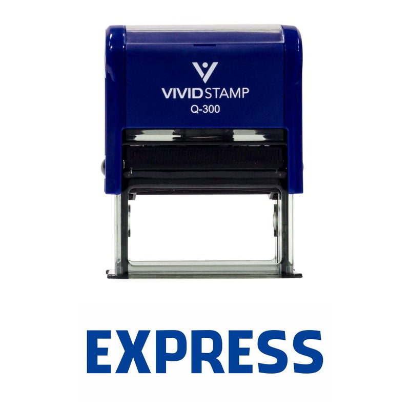 Basic Express Self Inking Rubber Stamp (Blue Ink) Large 3/4" x 1-7/8" Large Blue