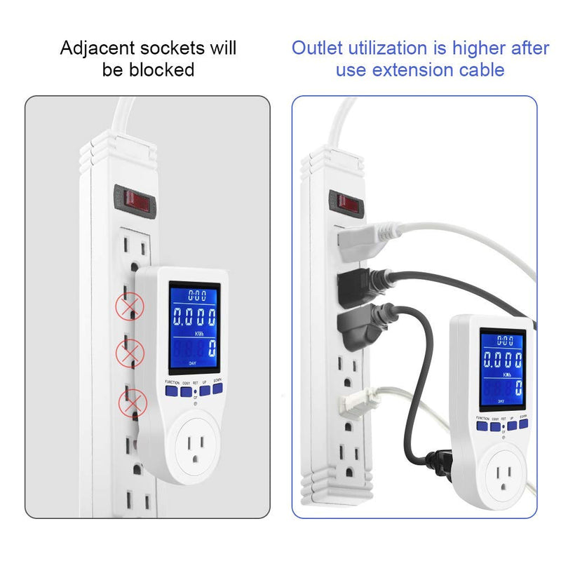 YOUTHINK Electricity Usage Monitor, Plug in Power Consumption Meter Home Energy Consumption Analyzer with Digital LCD Display Overload Protection Watt Volt Amps Wattage KWH