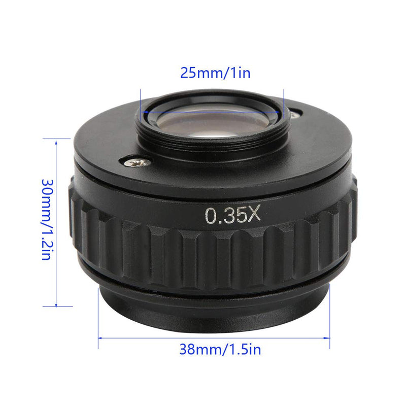 Microscope Adapter, 0.35X CTV Microscope Lens Camera Interface Adapters Microscope Accessory Mount Lens Adapter for Trinocular Stereo Microscope, with Hex Scoket Wrench, Black