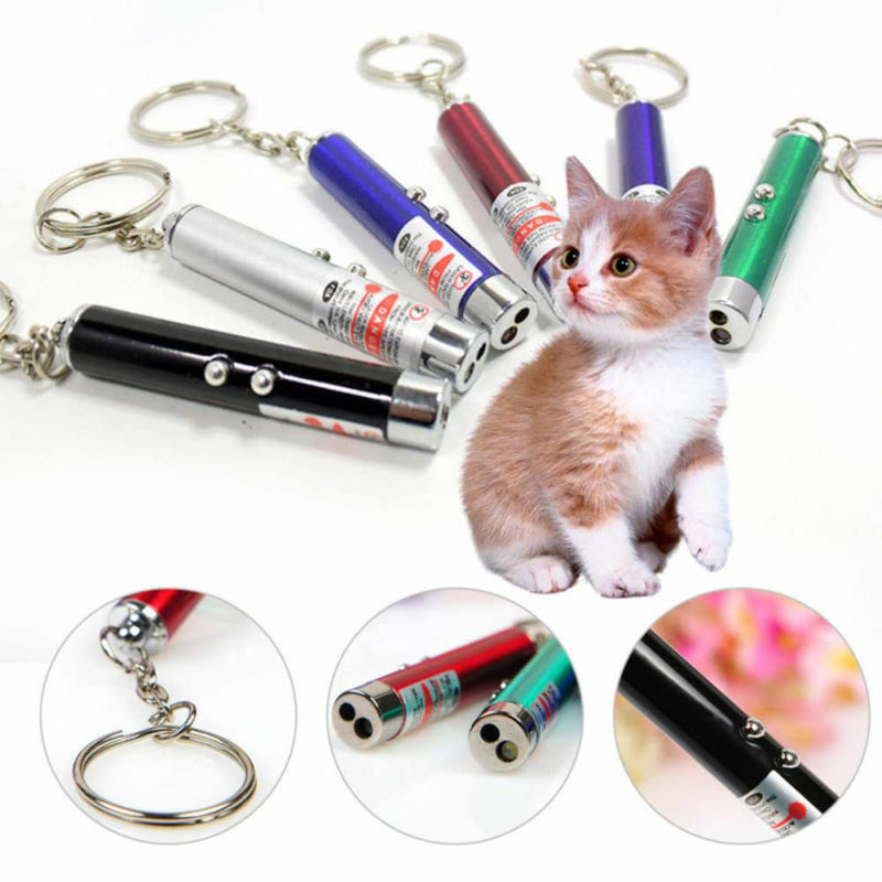 Mini Cat Toys Laser Pointer Pen Keychain Flashlight Funny Dog Stick Pet Lamp White Light LED Infrared Button Electronics Included (6 Color Mix Pack, 6 Color Mix) 6 color mix Pack