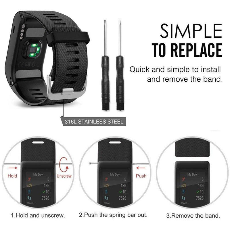 AUTRUN Band for Garmin VivoACTIVE HR Watch, Soft Silicone Wristband Replacement Band for Garmin Vivoactive HR Sports GPS Watch Black