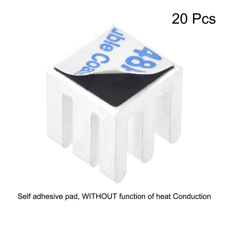 sourcing map Pack of 20 self-adhesive electronic aluminum heat sinks 10 x 10 x 10 mm silver tone for IC, MOS