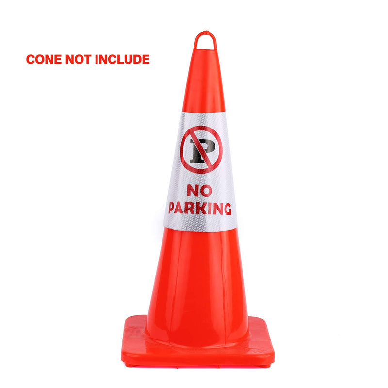 2Pack NO Parking Reflective Collars for Traffic Safety Cones, High Visible Signs for Driveway Road Outdoor Use [Cone Not Include] 2 PACK