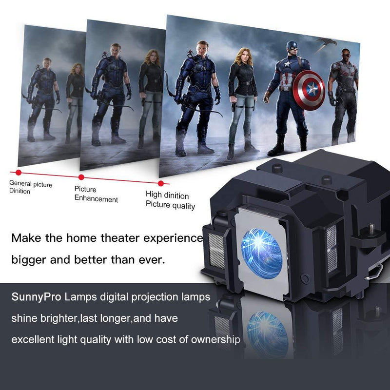 SunnyPro V13H010L55 ELPLP55 Replacement Projector lamp Compatible with Epson EB-X7 EB-X72 EB-X8 EB-X8e EB-X9 EB-X92 EH-DM3 EH-TW450 EMP-S7 EMP-S8 EMP-S9 EX31