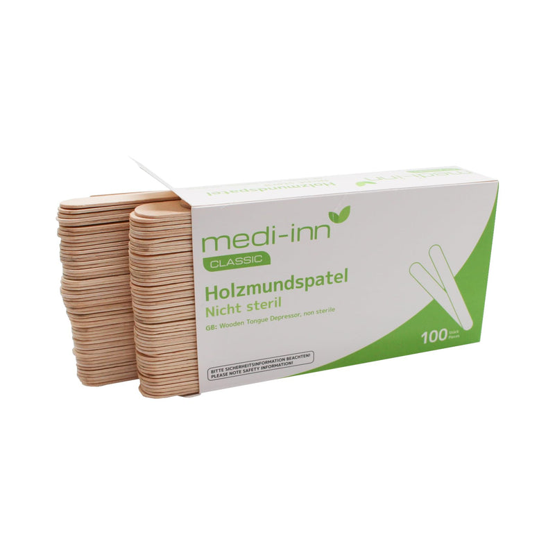 Medi-Inn wooden spatulas, pack of 100, mouth depressors, craft spatulas, size 150 x 18 x 1.5 mm