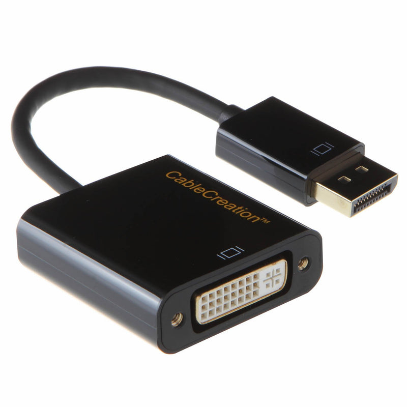 DisplayPort to DVI Adapter, CableCreation DP to DVI Adapter, DP Male to DVI Female Cable with Built in IC Chipset, Compatible with Dell, Lenovo, HP, etc,. Black Color Passive