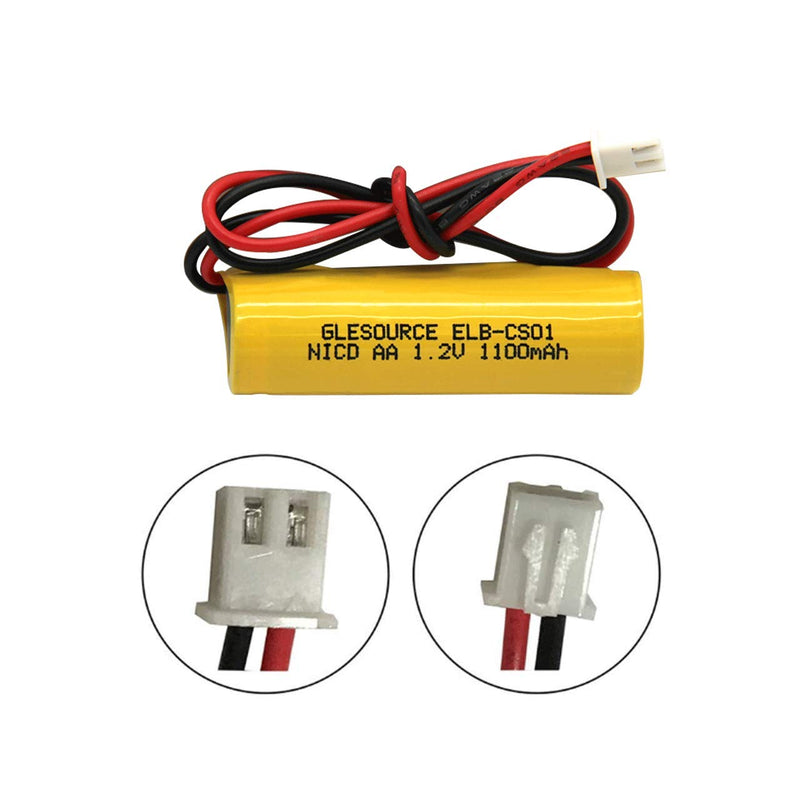 GLESOURCE(2 Pack)1.2V 1100mAh Exit Sign Emergency Light NiCad Battery, Replacement Battery for Unitech AA900mAh OSA268 ELB CS01, Lithonia EXR LED EL M6 White Connector