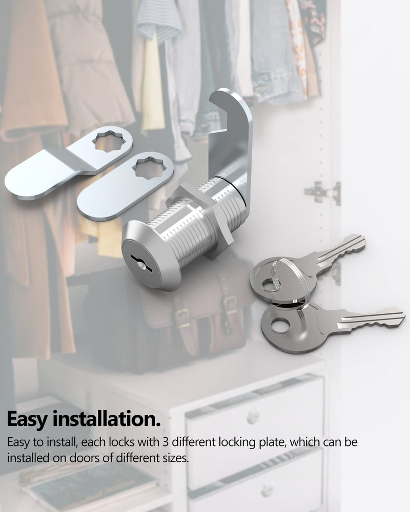 Cabinet Lock, ROFMAPLE 8 Packs 1-1/8Inch 30mm Keyed Different Cam Lock Secure Important Files and Drawers, Diecast Stainless Steel for Cabinet Cupboards File Drawer Mailbox Tool Box Dresser