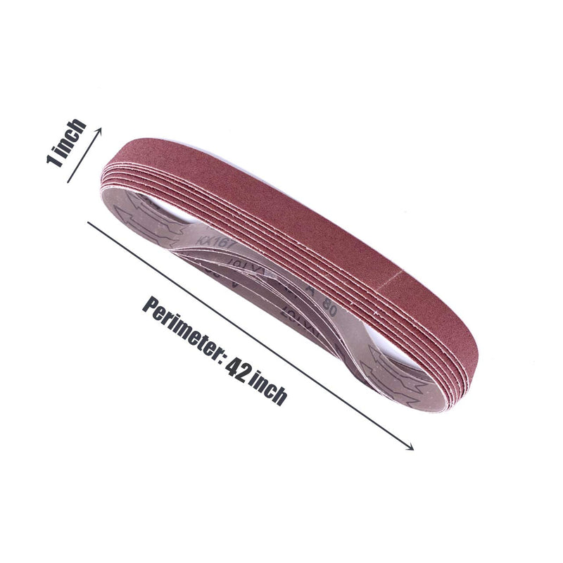 1 x 42-Inch Aluminum Oxide Sanding Belts, 40/80/120/240 Assorted Grits Abrasive Sandpaper for Belt Sander, 24 Pack 1x42 inch