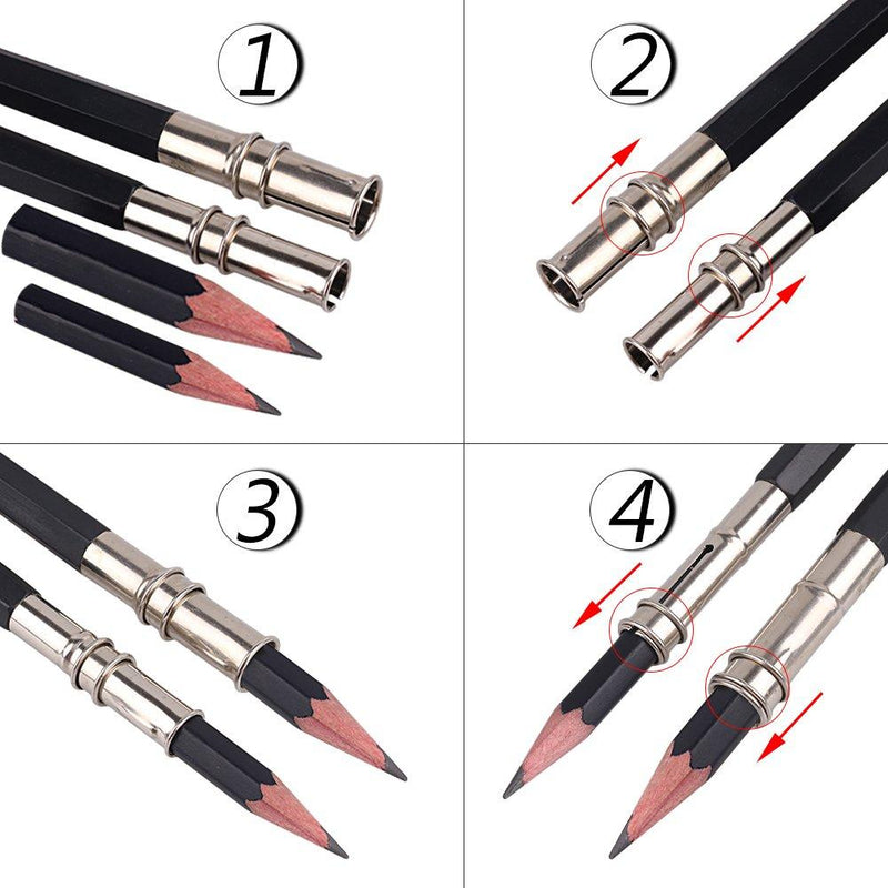 GTHER 5PCS Double Head Pencil Extender Holder Pencil Lengthener Tool Coupling Device for School Art Writing(Type B) Type B