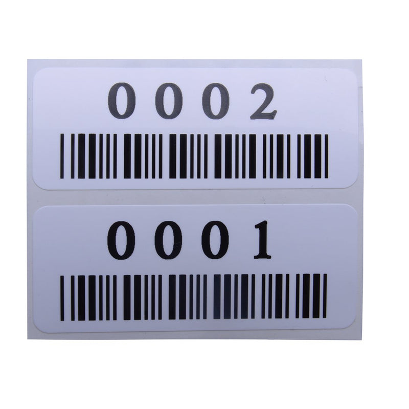 3M Polyester Consecutively Numbered Labels. Measure: 2.5" X 1" with Barcode (Various Number Sequences Available) (001-500) 001-500