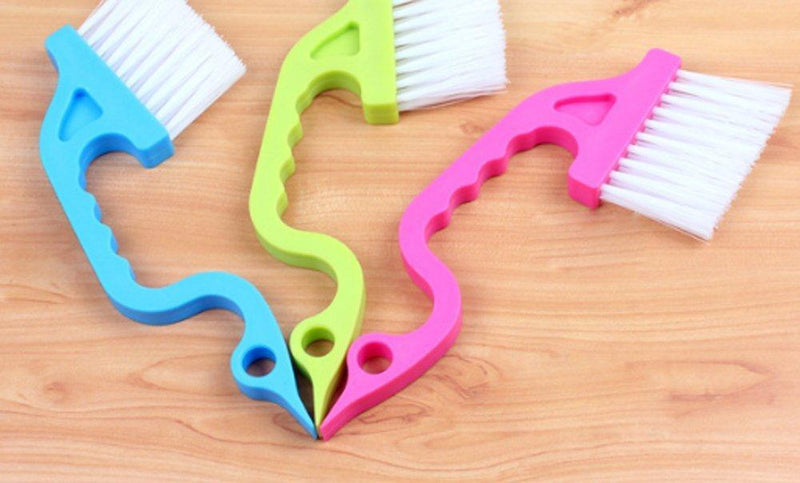 Trycooling 2 Sets Hand-held Groove Gap Cleaning Tools Door Window Track Kitchen Cleaning Brushes (Random Color-Blue, Yellow, Pink)