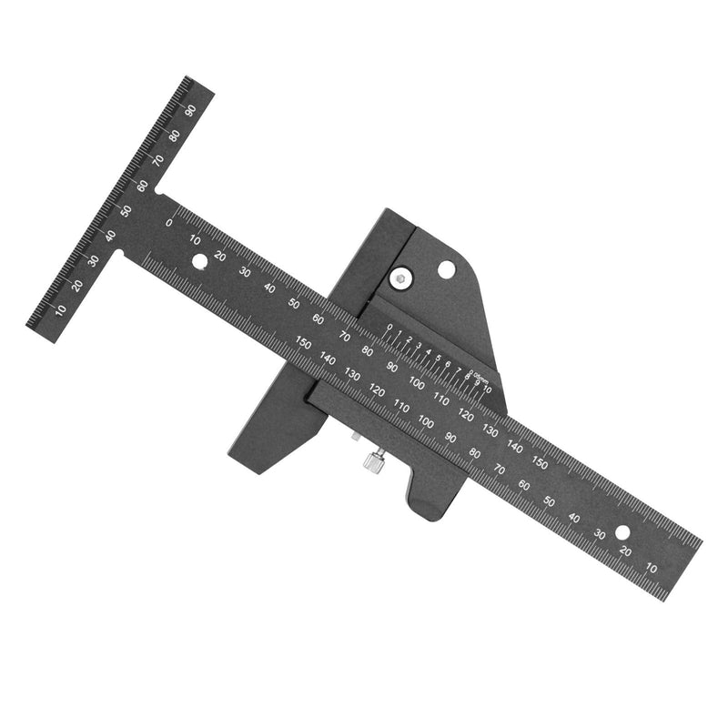 Fafeicy 0~210mm T-type ruler with 0.05mm accuracy, aluminum alloy multifunctional wooden ruler, with two vertical end scales, for multifunctional line drawing and measurement