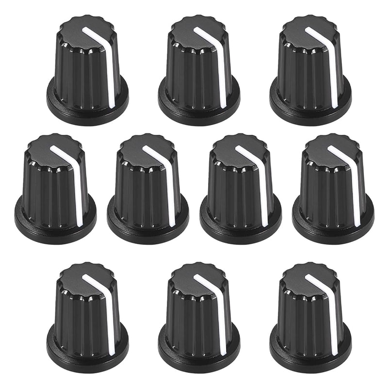 YEHUIMEI Pack of 10 Rotary Knob 6 mm Potentiometer Buttons for Electric Guitar Acrylic Volume Tone Buttons Black