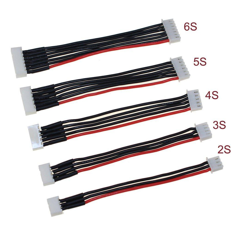 2S/3S/4S/5S/6S Battery Balance Charger Silicone Wire Extension Lead JST-XH Connector Adapter Plug Battery Wire Balance Leads Extension Cable for Li-Po Batteries(Each Size 2pcs)