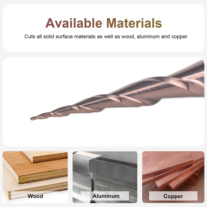 SpeTool Ball Nose Milling Cutter Conical Milling Cutter for CNC Router 2 Flutes 0.25 mm Radius Solid Carbide Engraving Cutter 6 mm Shank with HSi Coating End Mill for 2D and 3D Engraving