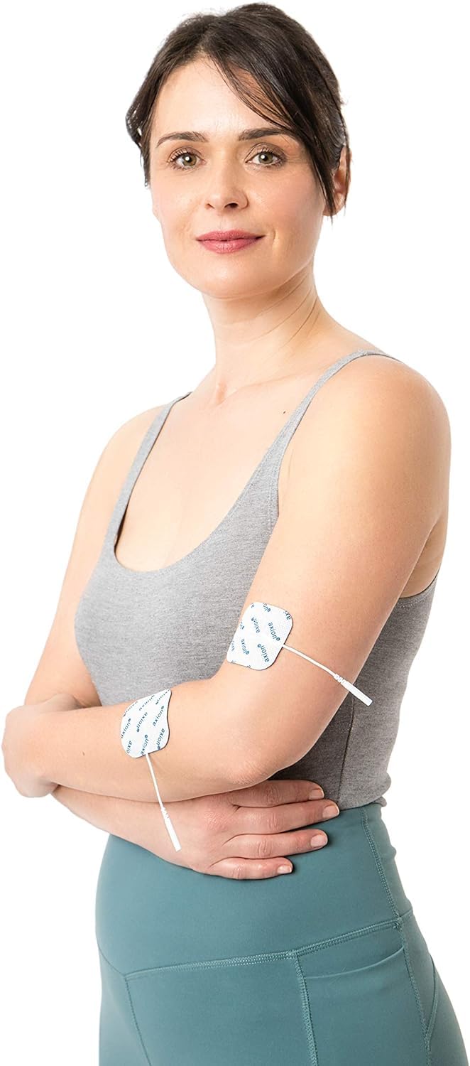 16 TENS EMS electrode pads 5x5 cm, reusable adhesive electrodes for TENS devices & EMS trainers, very good adhesive conductivity, 2mm plug connection | Certified medical device - axion