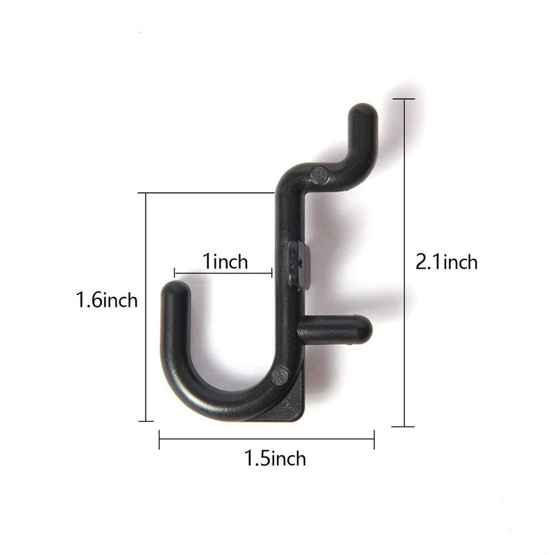 Jucoan 200 Pack Pegboard Hooks, 1/4 Inch J Peg Hooks KitÂ for Garage Tool Storage Organizer, Jewelry Hanging (Black)