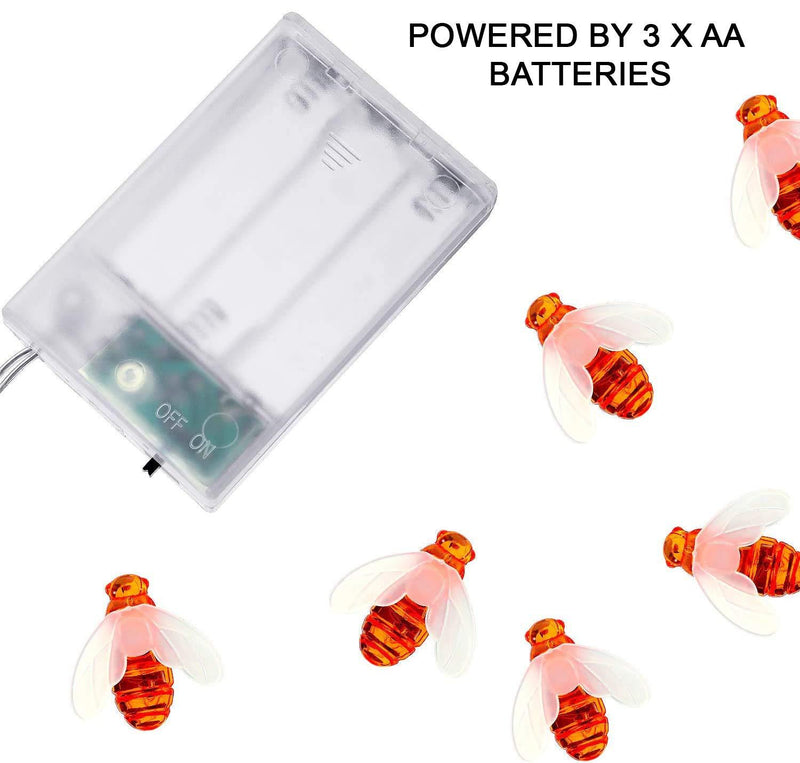Honeybee Fairy String Lights For Indoor And Outdoor Use – Waterproof Battery Powered Bee-Shaped Lights – Original Lights For Party, House, Yard, Garden Decoration