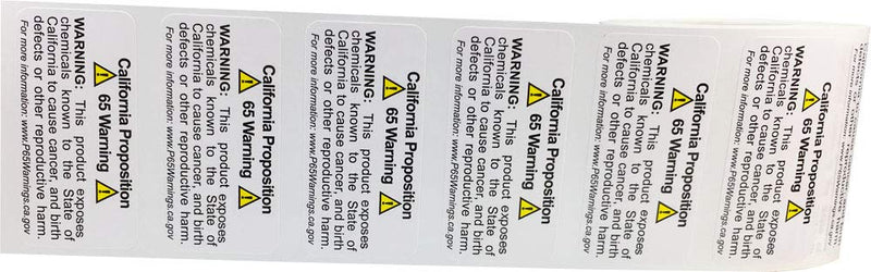 Adhesive Warning Labels, California Proposition 65 Short-Form Sticker Pack, 1" x 2", Pack of 500