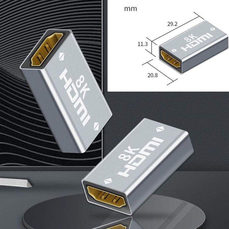 8K HDMI Coupler Female to Female 2 Pack, 3D HDMI Extension Cable Connector Aluminum Alloy for HDTV, Roku Stick, Computer, PC, Monitor, Laptop, Projector, DVD Player, AV Receiver Adapter, PS 5/4/3/2