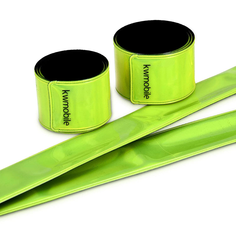 kwmobile Reflective Slap Bands (Set of 6) - Hi Vis Reflector Snap Band Strips - High Viz Armband Strip Bracelets for Running, Cycling, Walking yellow