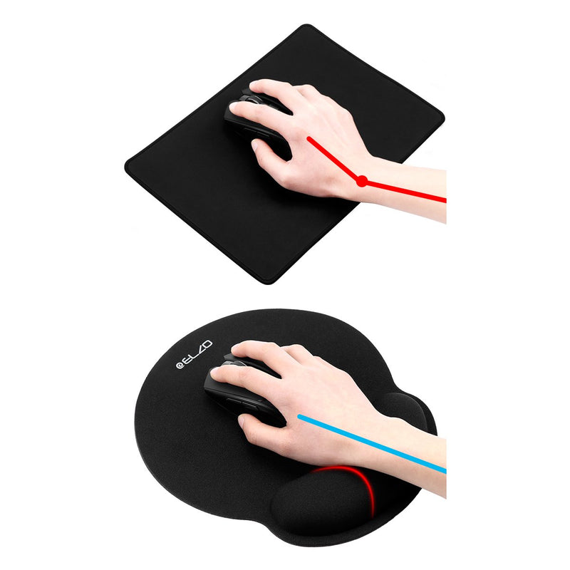 ELZO Wrist Rest Support for Keyboard & Mouse Pad Combo with Comfortable Memory Foam Padding, Nonsilp Rubber Base and Ergonomic Design for PC Computer Laptop Mac (2 Pack) 2 × for Keyboard and Mouse Black