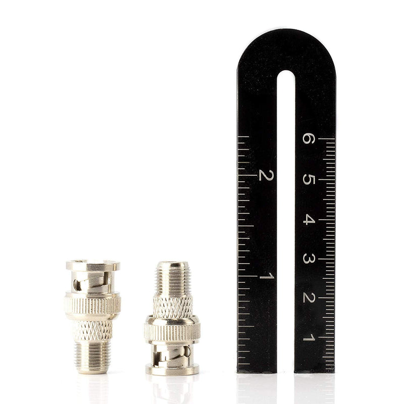 RF (F81) and BNC Coaxial Adapter - BNC Male to Female F81 (F-Pin) Connector, Adapter, Coupler, and Converter - for RG11, RG6, RG59, RG58, SDI, HD SDI, CCTV - 4 Pack Silver BNC Male