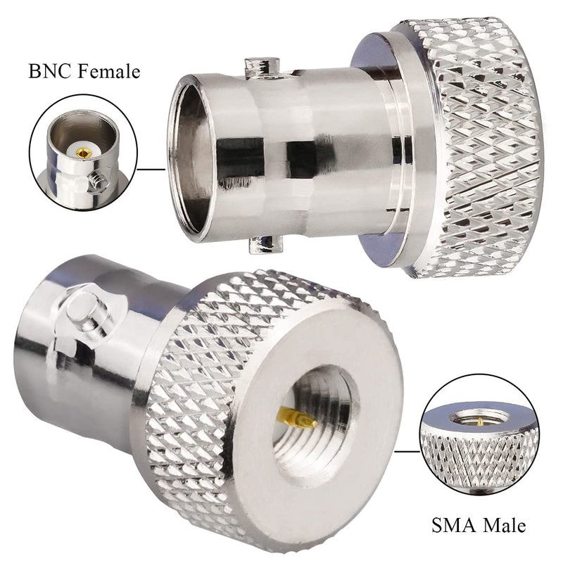 TUOLNK SMA Male to BNC Female RF Coax Connector for Two Way Radio Walkie Talkie RF Coaxial Adapter BNC to SMA Coax Adapter 2 Set