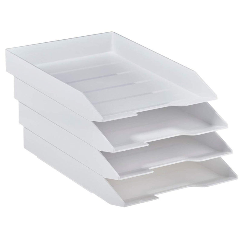 Acrimet Stackable Letter Tray Front Load Plastic Desktop File Organizer (White Color) (1 Unit)