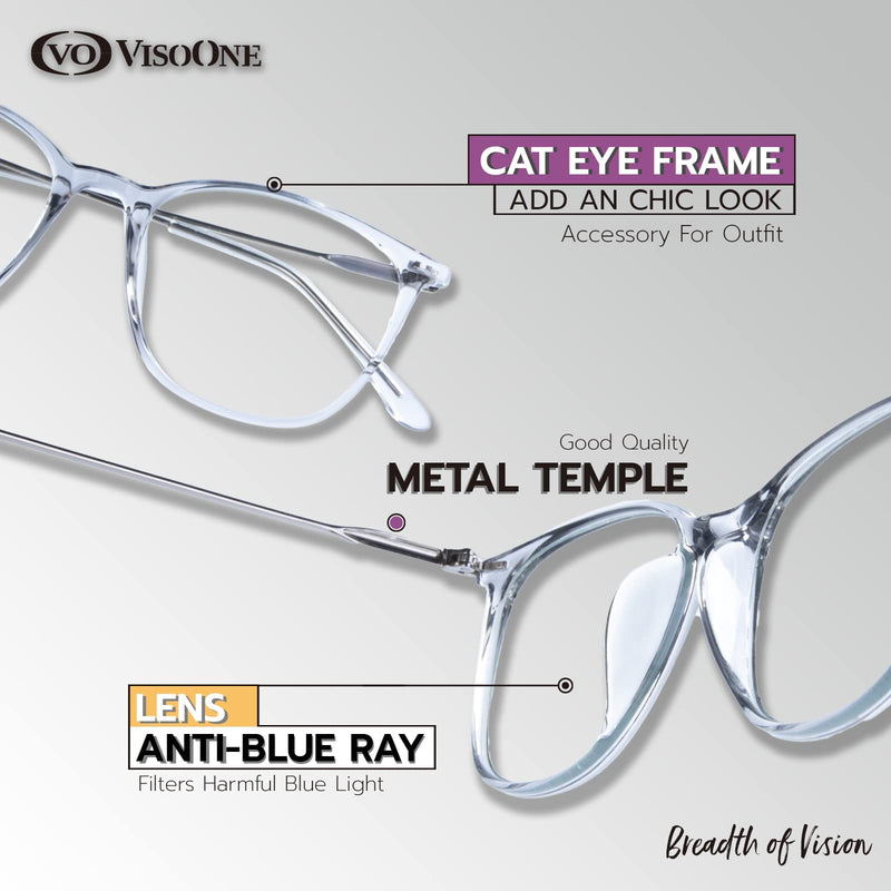 Fashion Cat Eye Blue Light Blocking Glasses Cute Light Glasses Colorful Frame Women Men Gael Grey