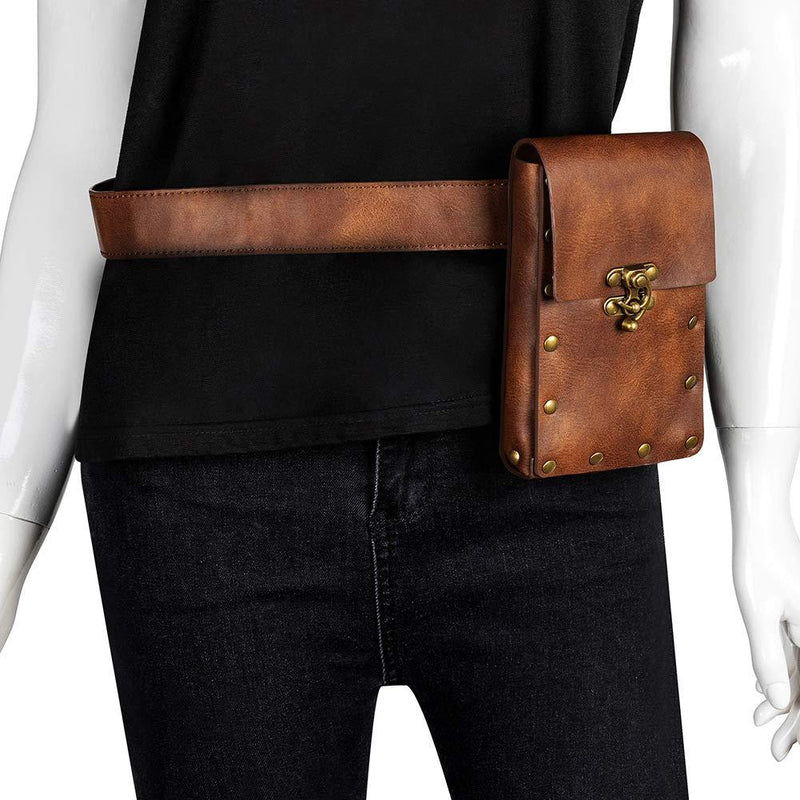 Steampunk Crossbody Shoulder Bag Messenger Gothic Waist Fanny Pack Chain Drop Leg Hip Holster Belt Purse Pouch Knit